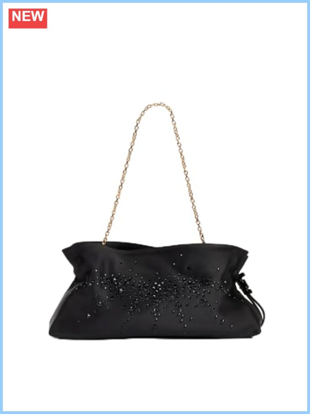 Sam Edelman Poppy Oversized Bedazzled Satin Clutch Evening Bag